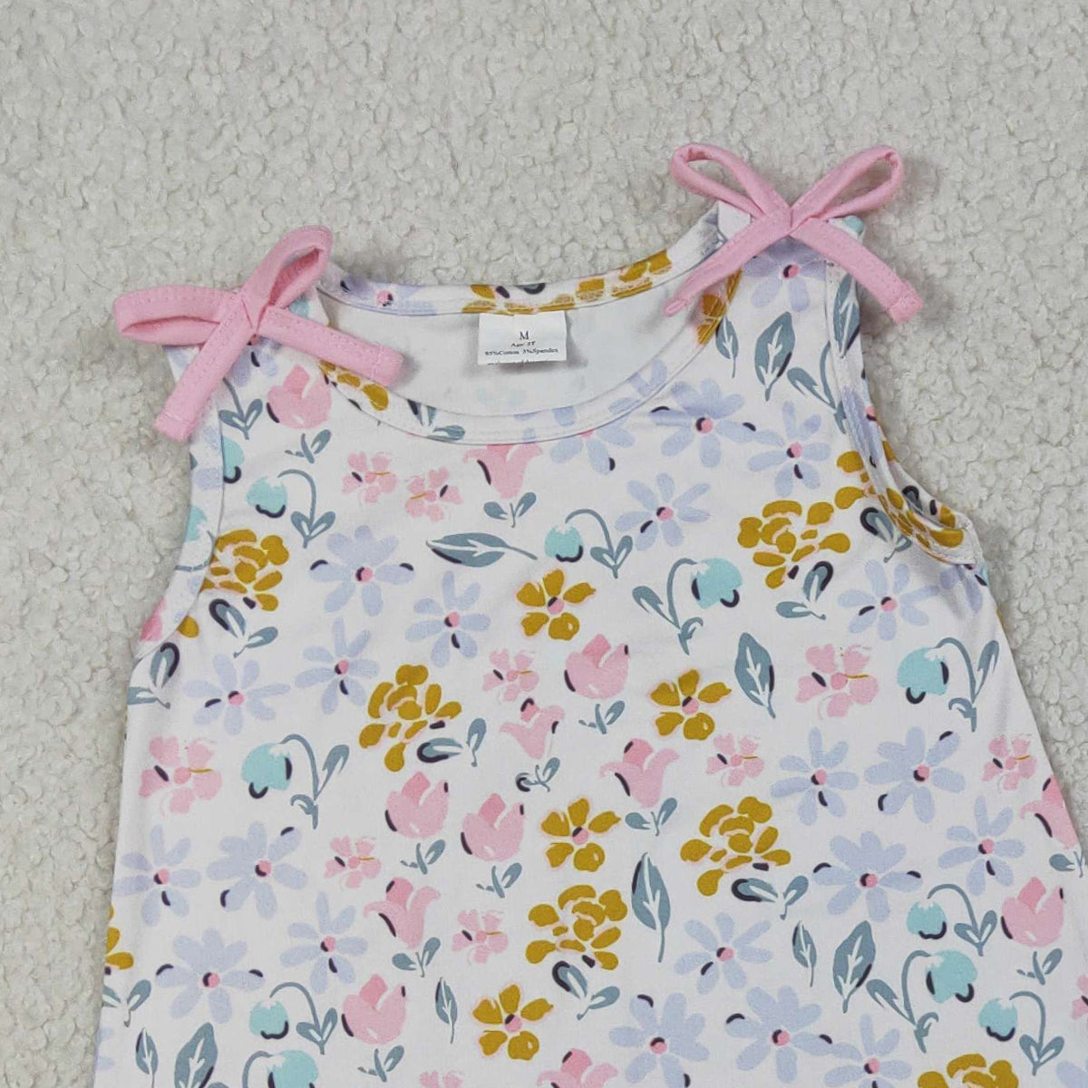 RTS NO MOQ GSSO3392 Baby Girls Flowers Scallop Tunic Ruffle Shorts Outfit Set Cute Baby Girl Clothing Set
