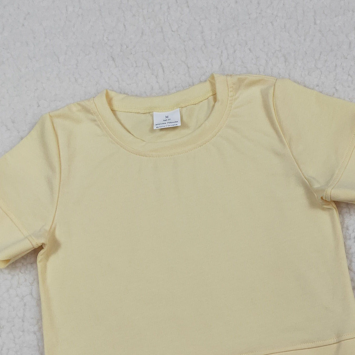 RTS NO MOQ GSSO3175 Baby Girls Yellow Short Sleeve Shirt Top And Shorts Set Scallop Trim Outfit for Little Girls