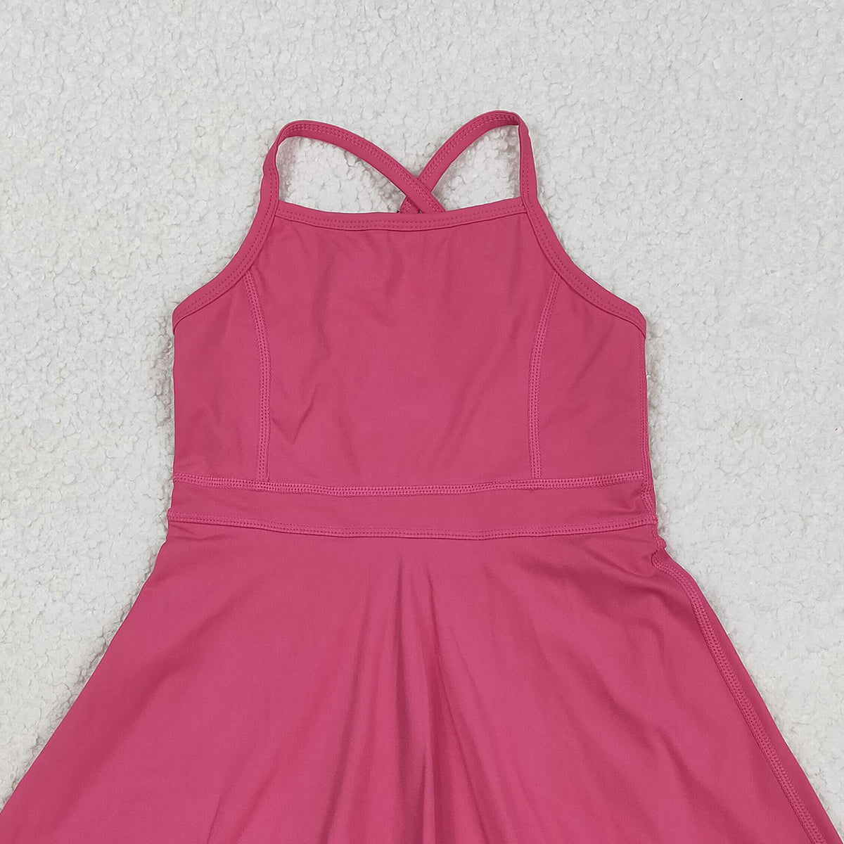 RTS NO MOQ S0727 Baby Girls Hot Pink Strap Yoga Active Shorts Ruffle Knee-Length Dresses