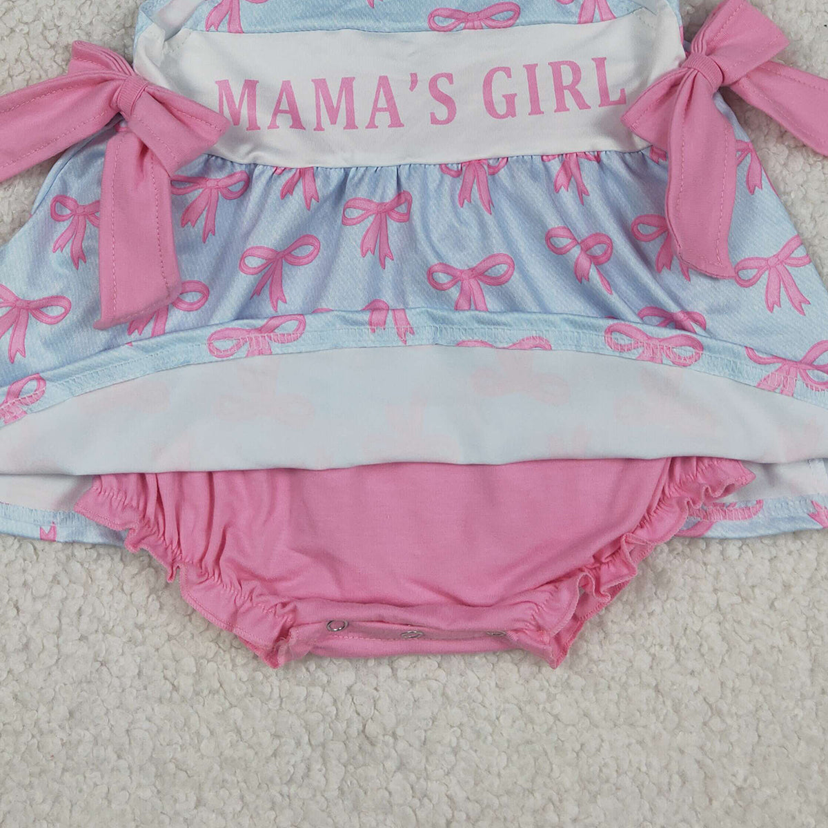 RTS NO MOQ SR3426 Kids Girls Pink Strap Mama's Girls Bows Tunic Bummies Ruffle Rompers