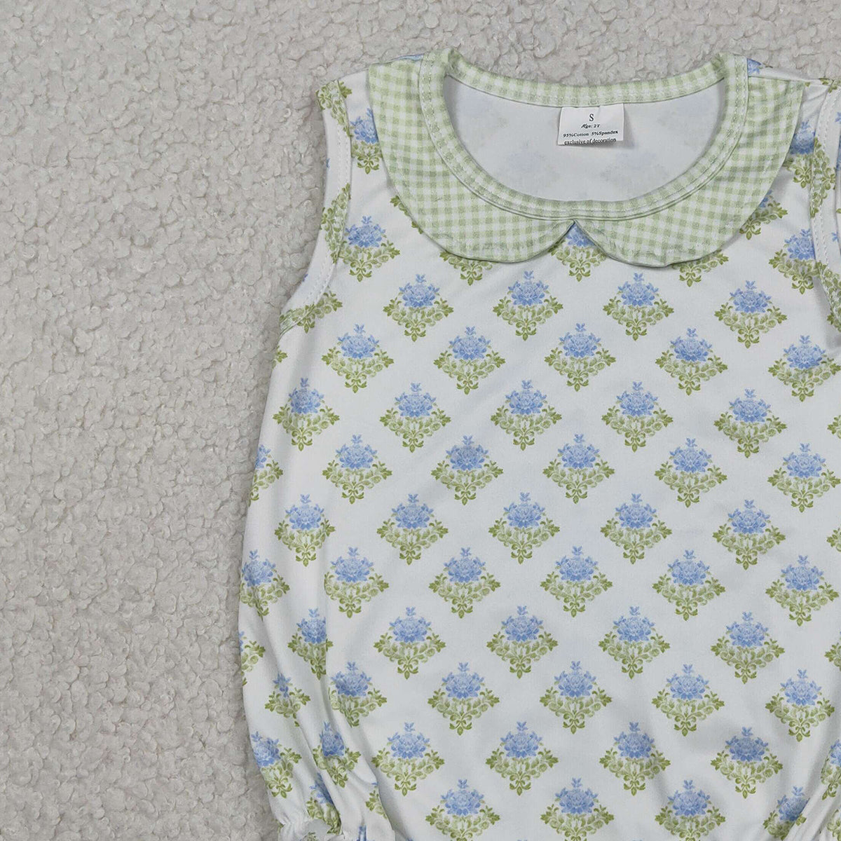 RTS NO MOQ SR3513 Baby Girls Sleeveless Ruffle Rompers Floral Plaid Outfit