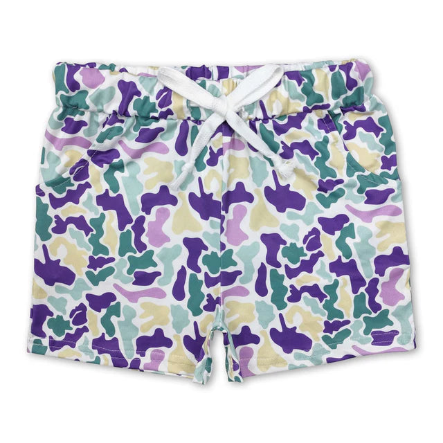 RTS NO MOQ（In Stock)Baby Boys Green Camo Summer Shorts Bottoms