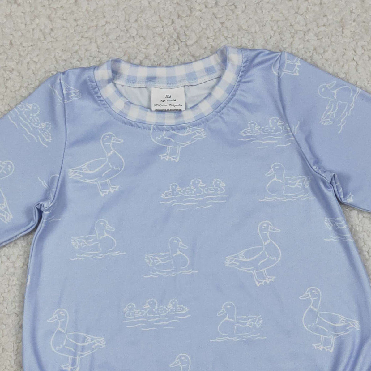 RTS NO MOQ LR2969 Baby Boys Blue Long Sleeve Ducks Hunting Rompers Cute Clothing