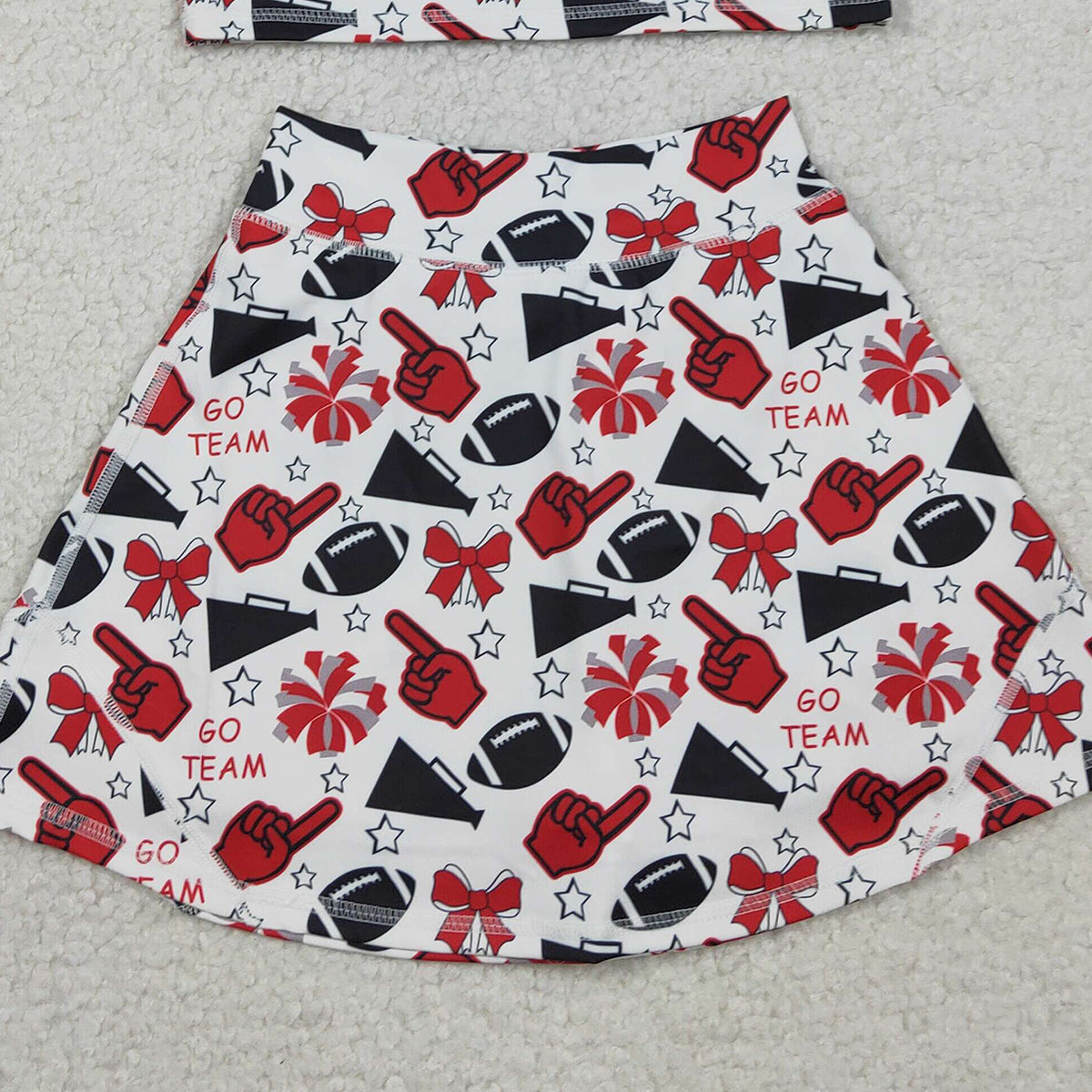 RTS NO MOQ GSD2693 Baby Girls Team Red Football Bows Yoga Sets Vest Top Short Skirts Outfit for Little Girls
