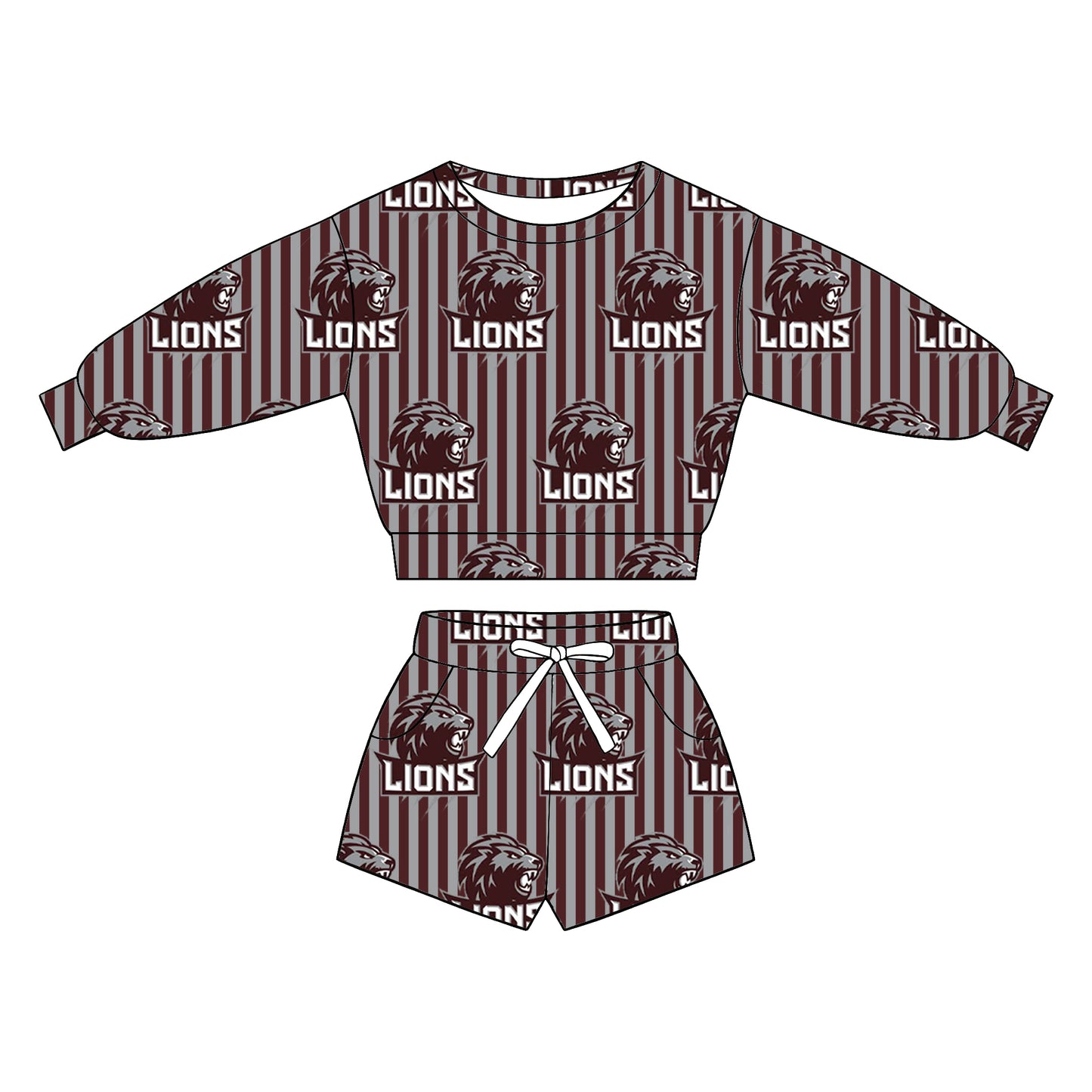 custom moq 5 mix size XY062904 Baby Kids Vertical Stripe Long Sleeve Top Drawstring Shorts Set