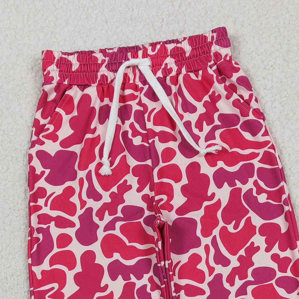 RTS NO MOQ P0696 Baby Girls Hot Pink Camouflage Jogger Pants with Pockets Bottoms Casual Kids' Clothing