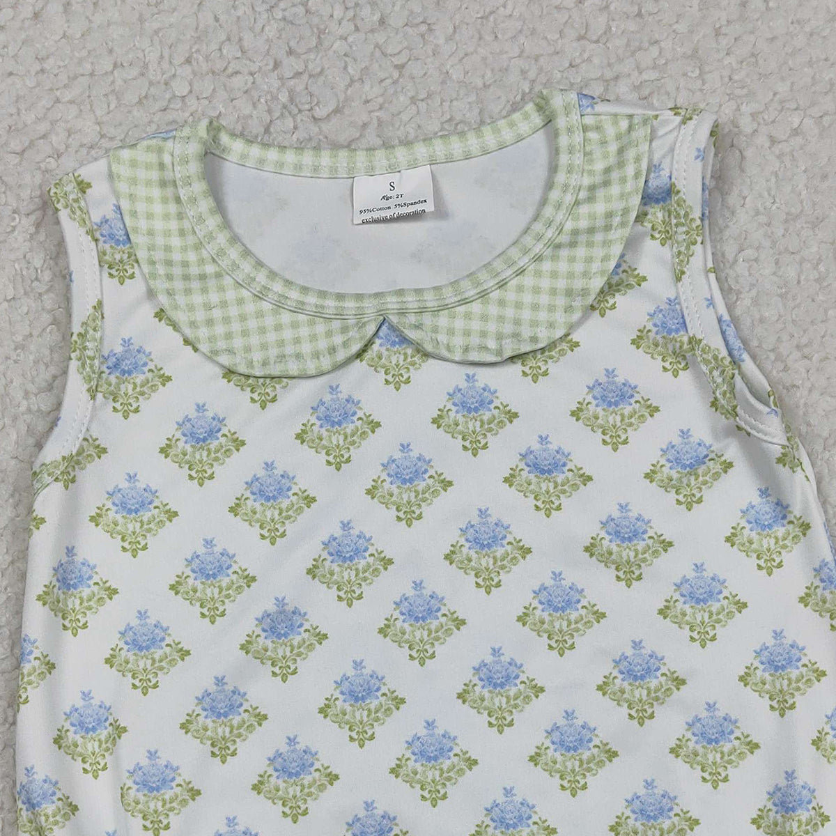 RTS NO MOQ SR3513 Baby Girls Sleeveless Ruffle Rompers Floral Plaid Outfit