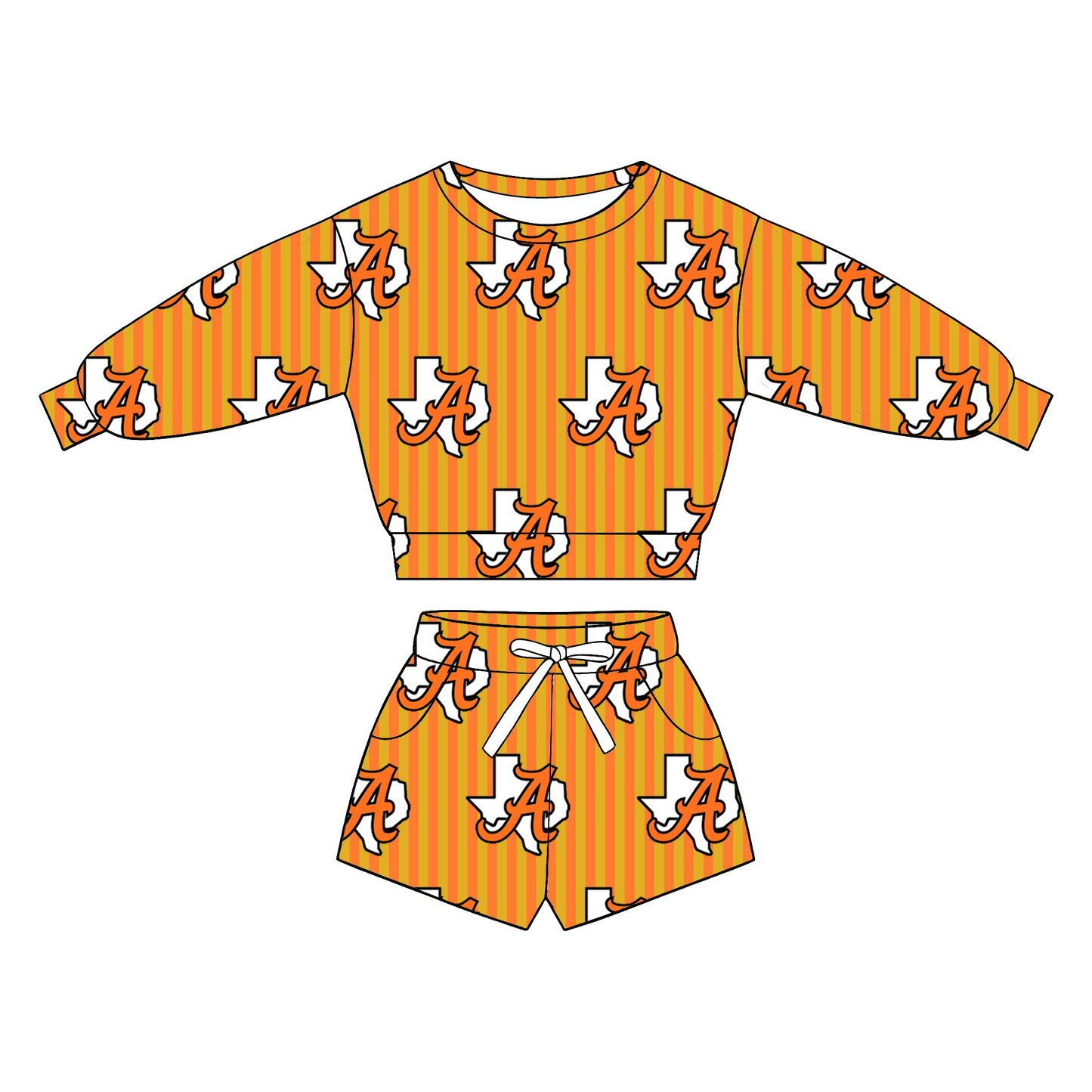 custom moq 5 mix size XY063004 Baby Kids Long Sleeve Crew Neck Top Drawstring Shorts Daily Team Outfit Set