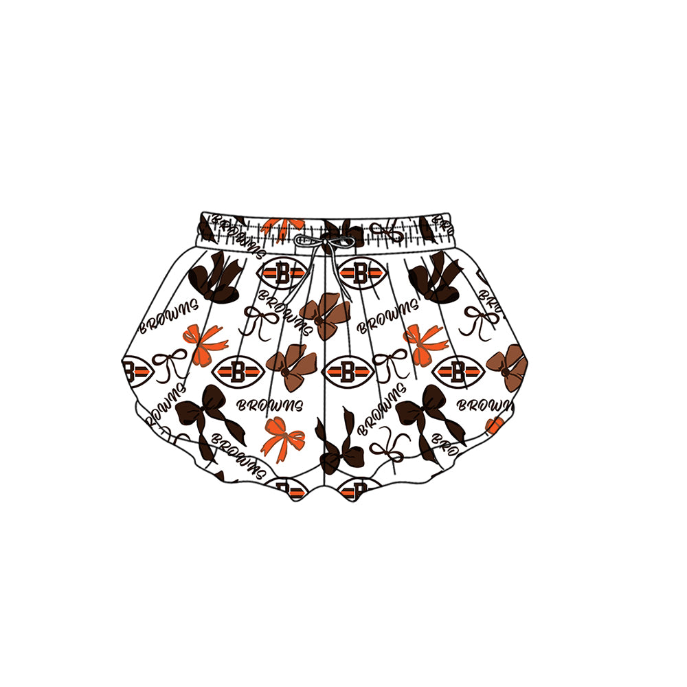 Custom moq 5 mix size milk silk summer teams Baby Girls Brown Orange Bow Vest Top Skirt Shorts Sets Sleeveless Knee Length Dresses Yoga Shorts Active Outfit