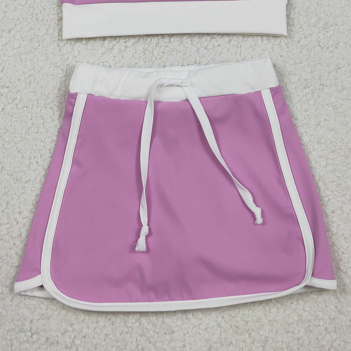 RTS NO MOQ GLD1484 Baby Girls Lavender Long Sleeve Top with Skirt And Shorts Yoga Active Wear Clothing Set