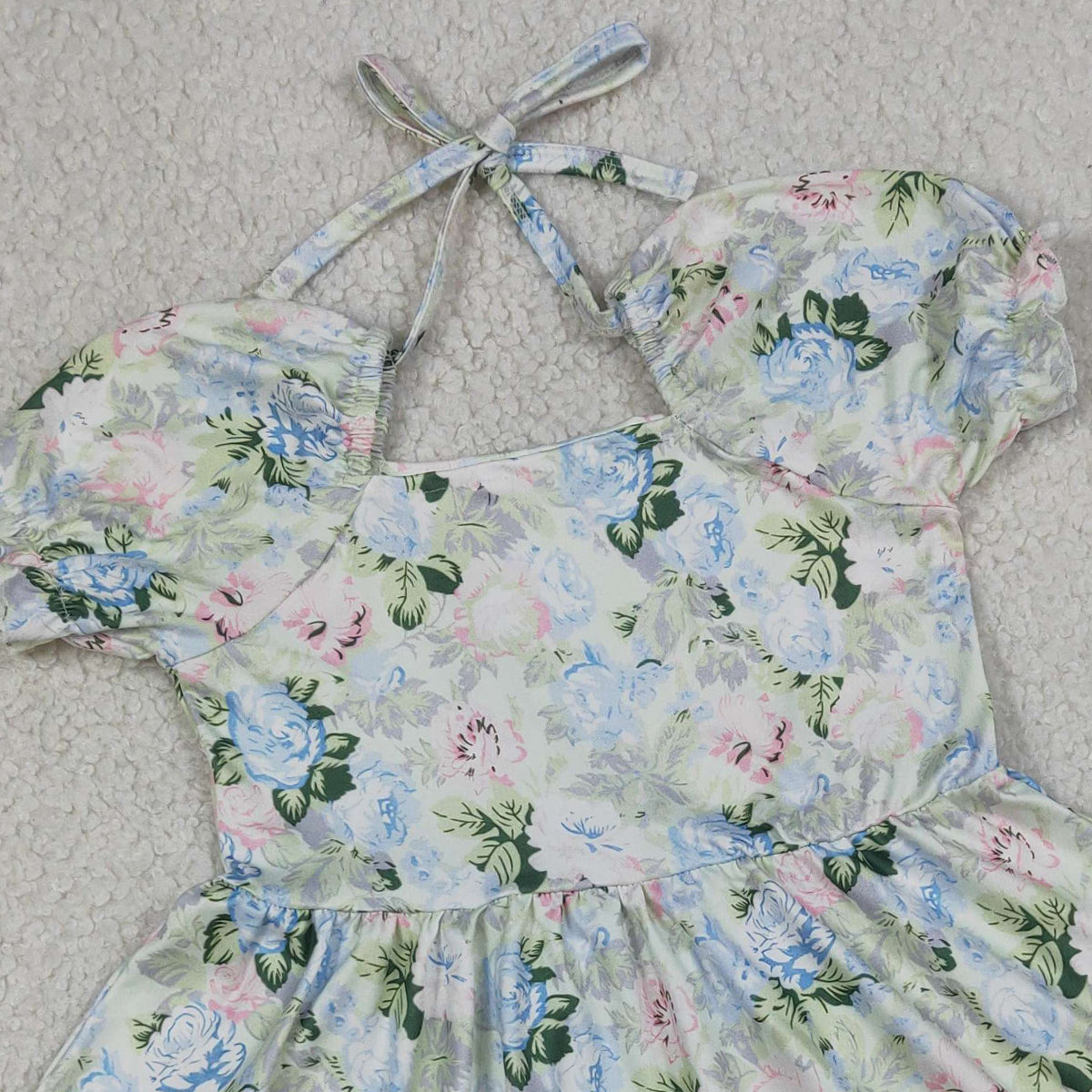 RTS NO MOQ GSD3615 Baby Girls Knee-Length Dress Short Ruffle Sleeve Colorful Flowers