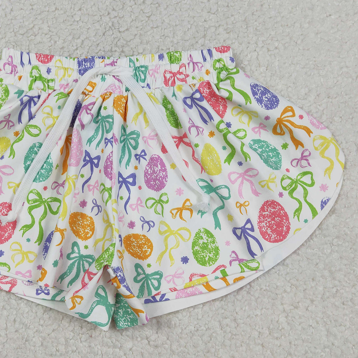 RTS NO MOQ SS0822 Baby Girls Colorful Bows Easter Yoga Active Ruffle Shorts Bottom for Summer