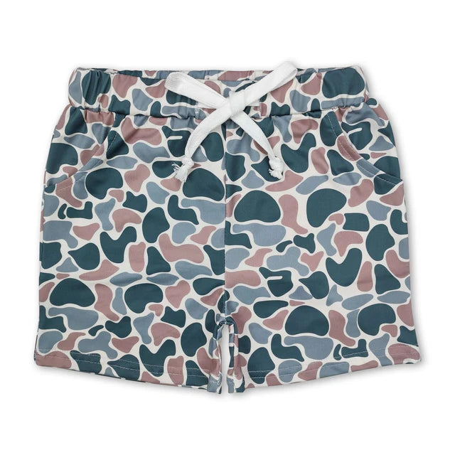 RTS NO MOQ（In Stock)Baby Boys Green Camo Summer Shorts Bottoms
