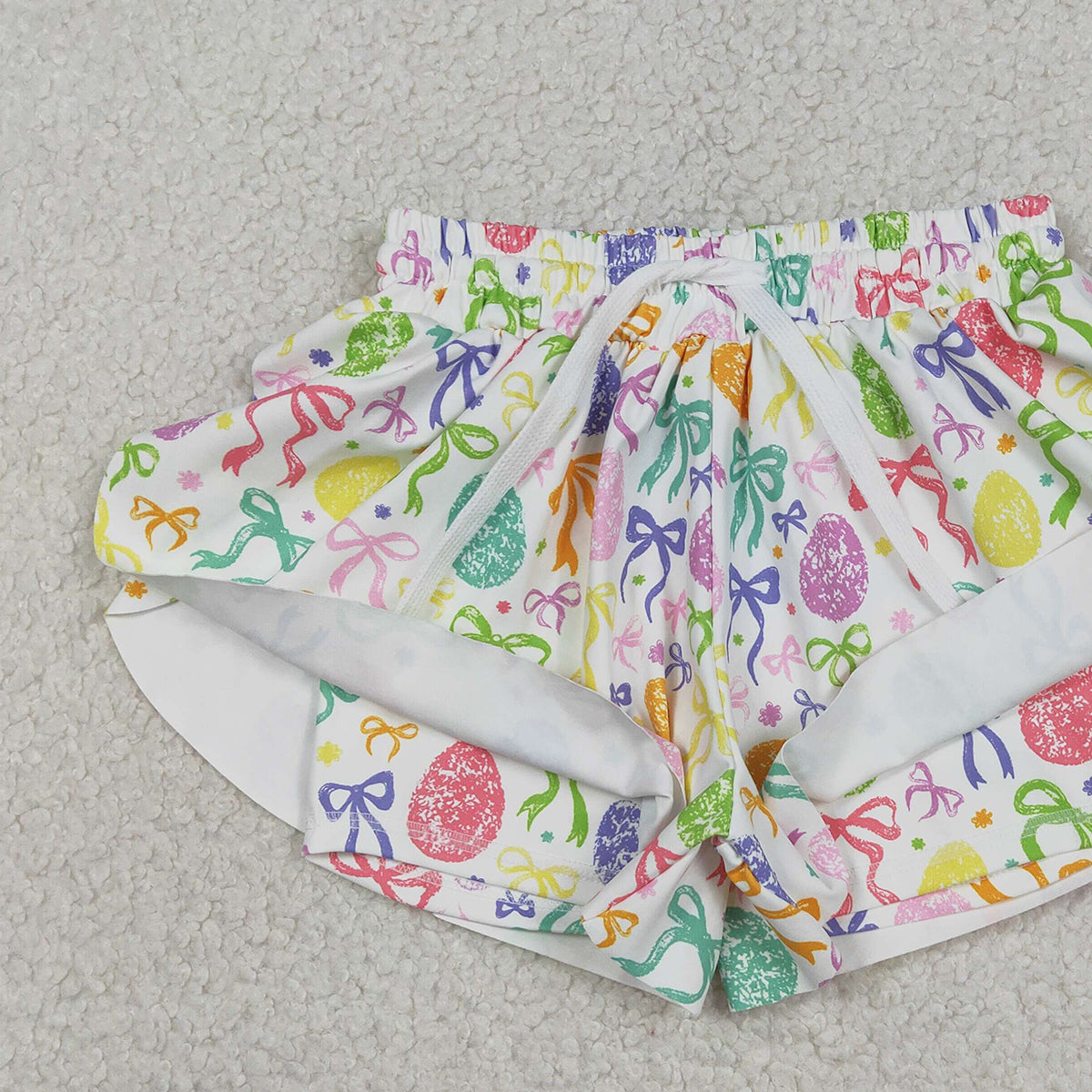 RTS NO MOQ SS0822 Baby Girls Colorful Bows Easter Yoga Active Ruffle Shorts Bottom for Summer