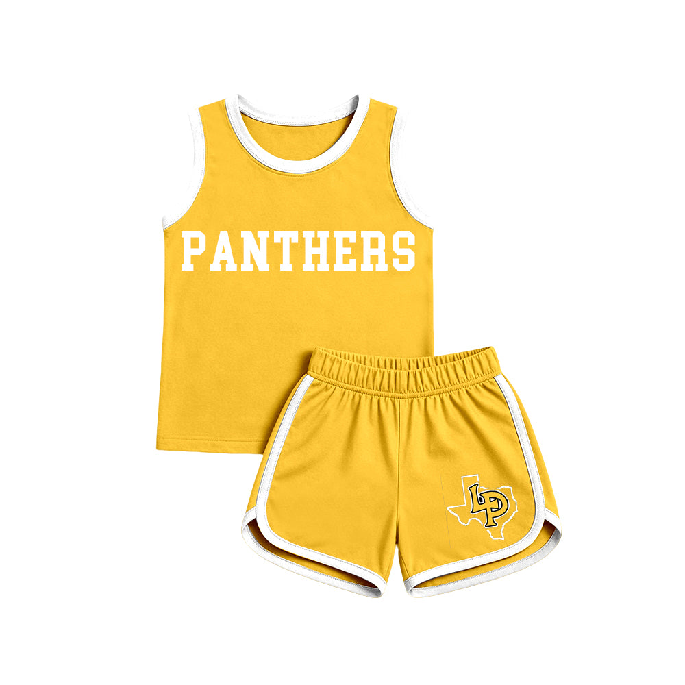 custom moq 5 mix size  XY072204 Baby Kids Sleeveless Letter Printed Top Shorts Team Set