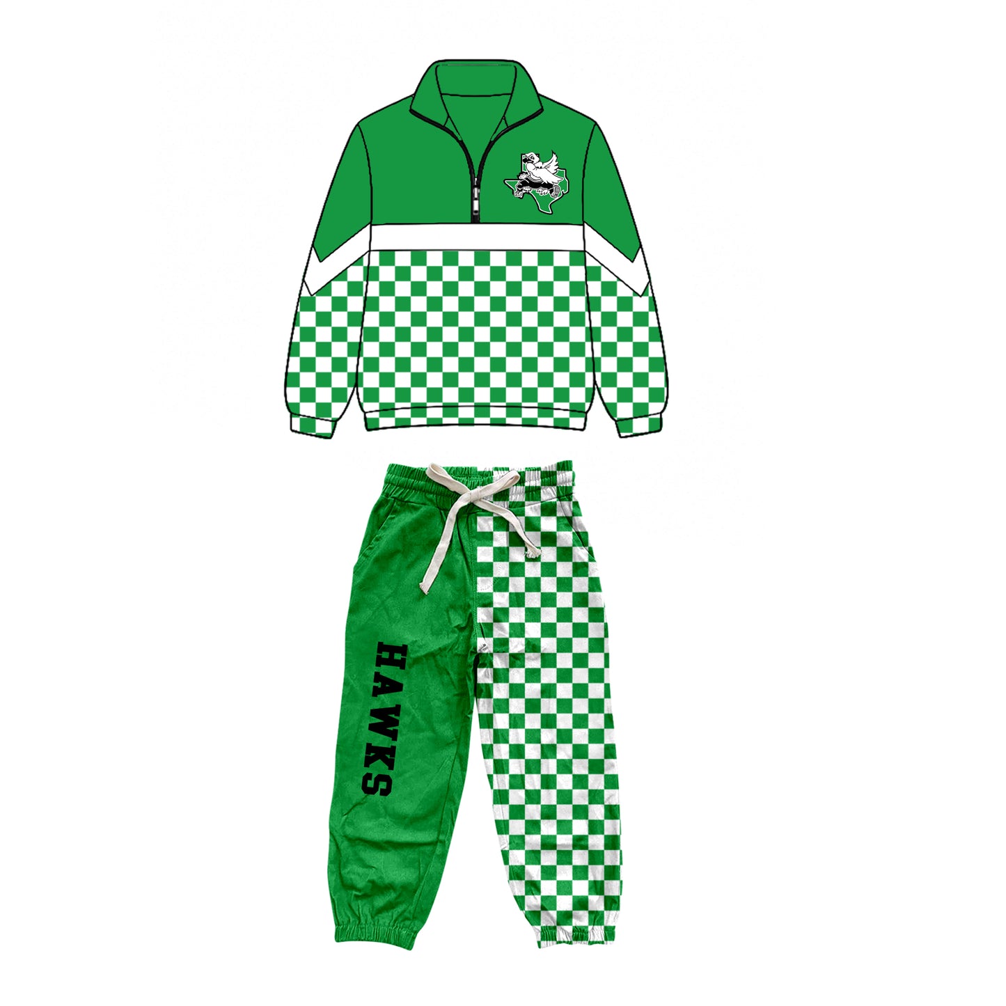 custom moq 5 mix size XY072004 Baby Kids Checked Patchwork Zipper Long Sleeve Pullover Top Pants Casual Team Clothes Set