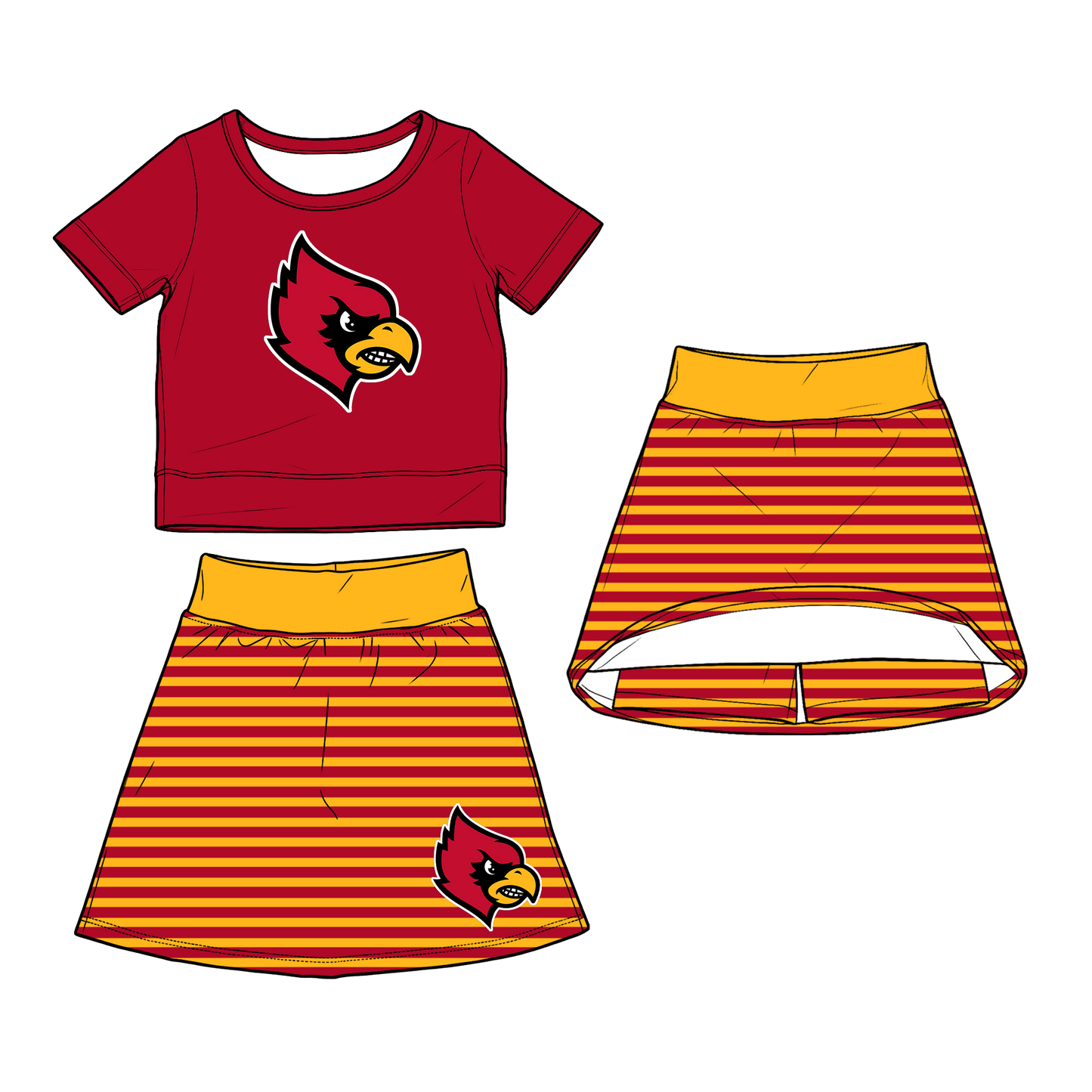 custom moq 5 mix size XY062604 Baby Girls Short Sleeve Top And Striped Skirt Two Piece Fashion Casual Clothes Set