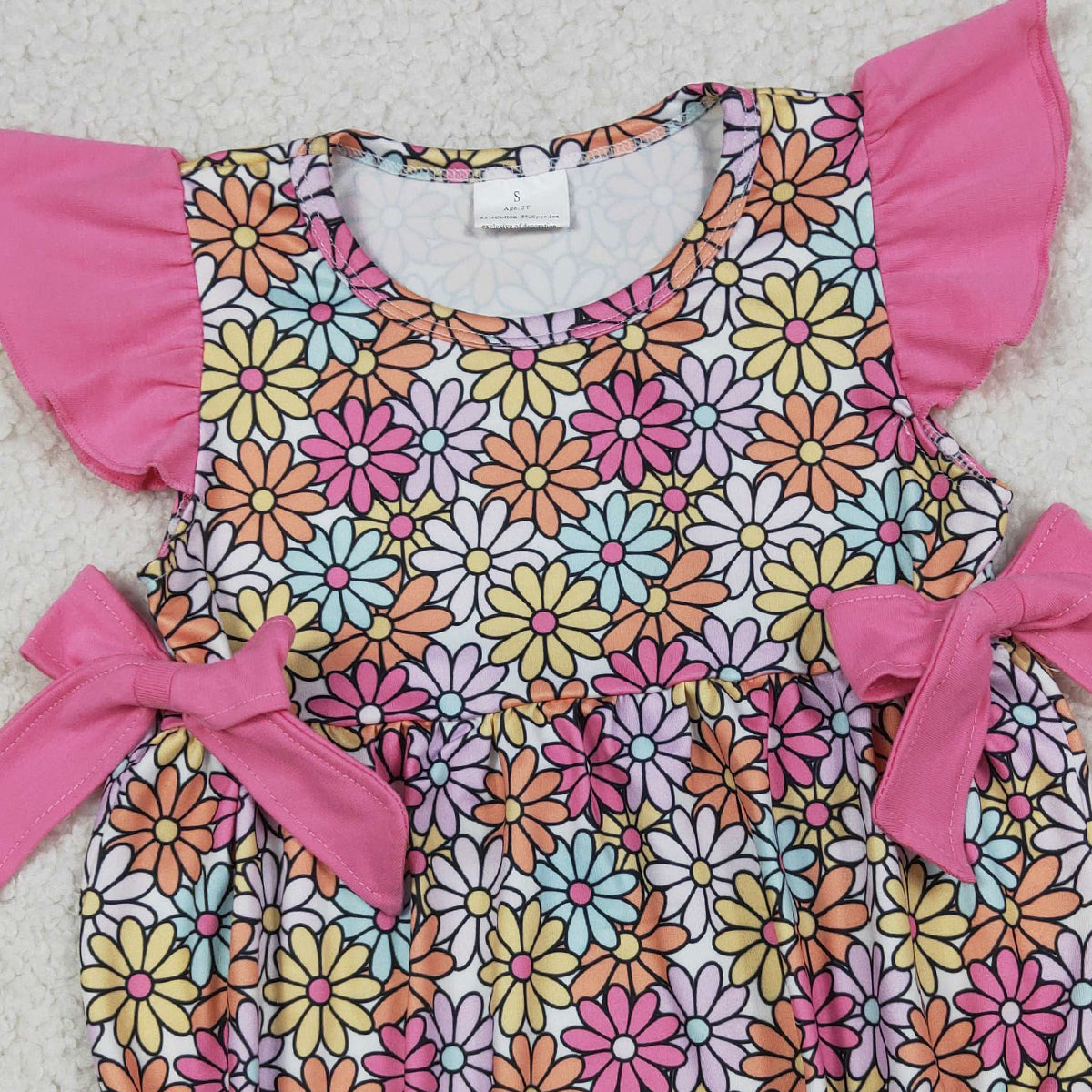RTS NO MOQ SR4049 Baby Girls Colorful Flowers Flutter Sleeves Ruffle Rompers Infant Girls Clothing Summer Outfit