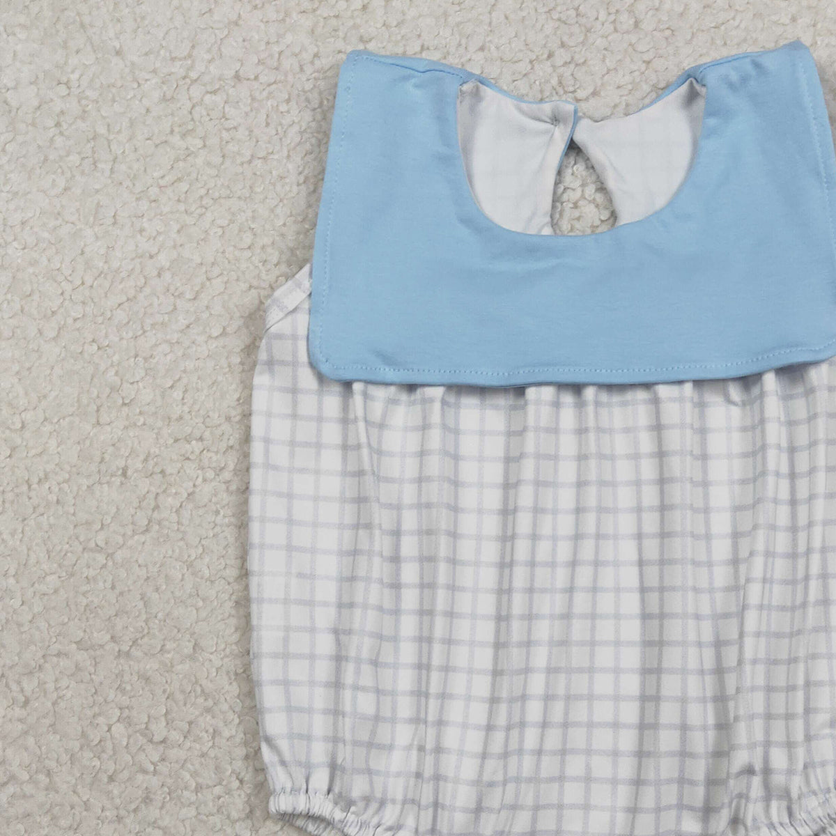 RTS NO MOQ SR3751 Baby Boys Blue Checked Rompers Sleeveless Comfortable Baby Clothes for Boys