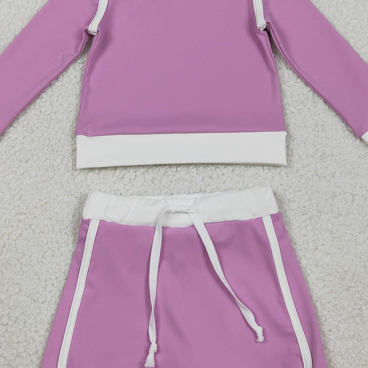RTS NO MOQ GLD1484 Baby Girls Lavender Long Sleeve Top with Skirt And Shorts Yoga Active Wear Clothing Set