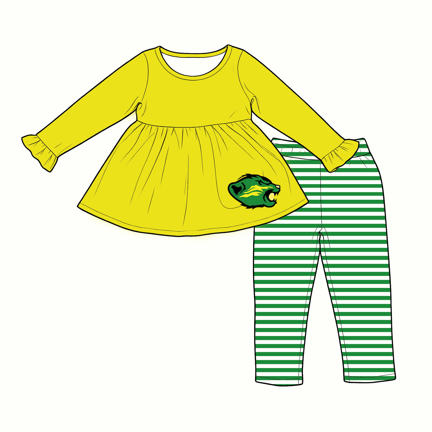 custom moq 5 mix size XY070104 Baby Girls Long Sleeve Tunic Top Stripe Leggings Clothes Sets