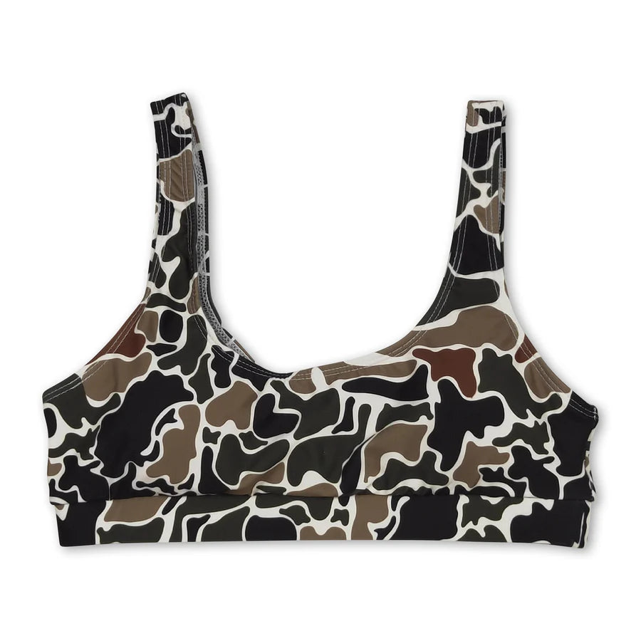 RTS NO MOQ Sibling Adult Women Western Camouflage Top Bummies 2pcs Bikini Swimsuits Sets