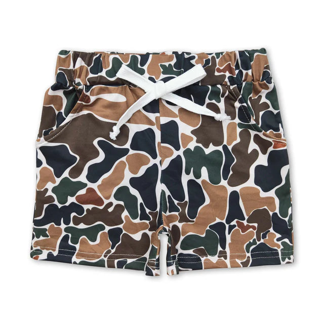 RTS NO MOQ（In Stock)Baby Boys Green Camo Summer Shorts Bottoms