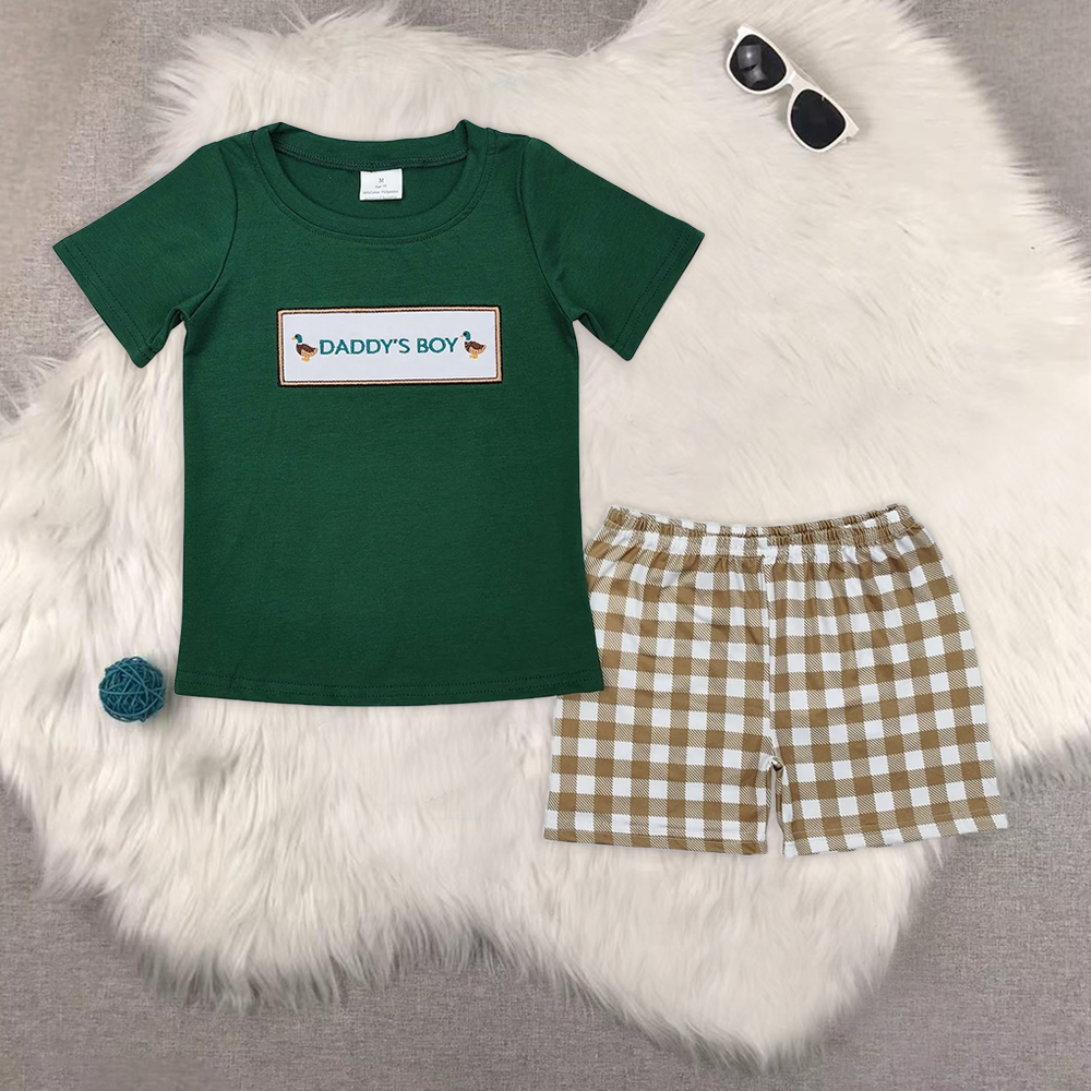 RTS Boys and girls Embroidered Short Sleeve Shorts sets dress rompers