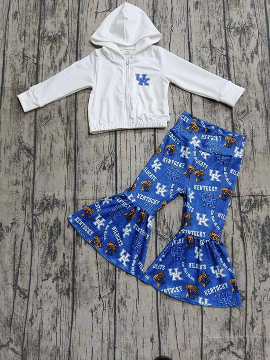 Custom moq 5 mix size milk silk summer teams baby girl clothes blue hooded long sleeve pants sets-25.8.5