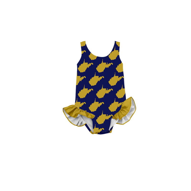 Blue Team Girls Swimsuit Boys Swimming Shorts Customized