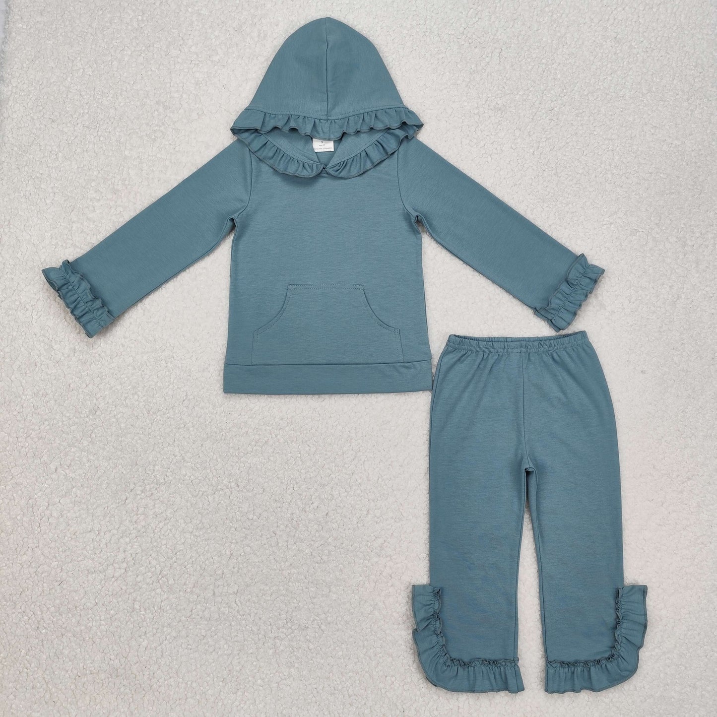 RTS NO MOQ ETA 5/7days Arrived GLP2250 Pure gray and blue lace hooded long-sleeved pants suit