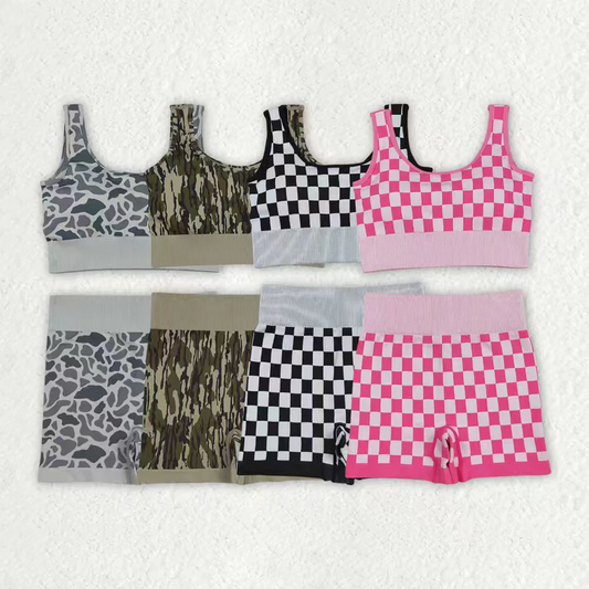 RTS NO MOQ Sibling Adult Women's camouflage Tank Top shorts sets