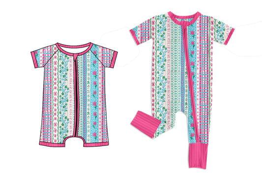 25.6.4 custom each style moq 5eta 4-6week Sibling Sisters floral baby girl short sleeve romper and long sleeve romper match family design