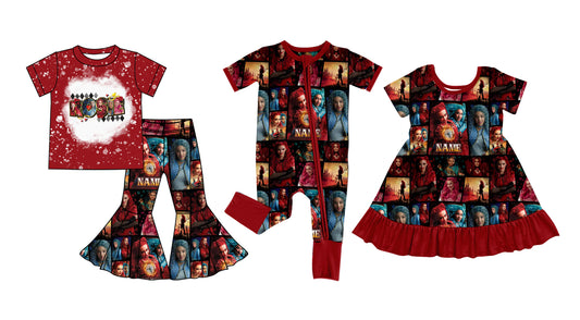 11.20 custom each style moq 5eta 4-6week Sibling Sister NAME baby girl sets and dress and rompers match family design