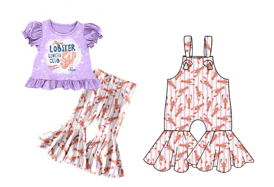 25.10.10 custom each style moq 5 eta 6-8week Sibling Sisters lobster baby girl short sleeve shorts sets and jumpsuit match family design