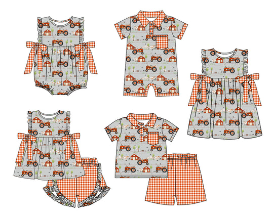 11.15 custom each style moq 5eta 4-6week Sibling Sister baby girl short sleeve shorts sets and sets 2 and girls romper and boy romper and dress match design