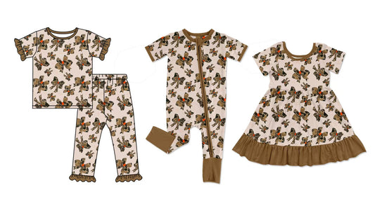 12.5 custom each style moq 5eta 4-6week Sibling Sister camouflage bow baby girl sets and dress and rompers match family design