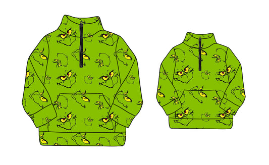 25.8.21 custom each style moq 5eta 4-6week Sibling Sister Christmas green long sleeve top and adult top match design