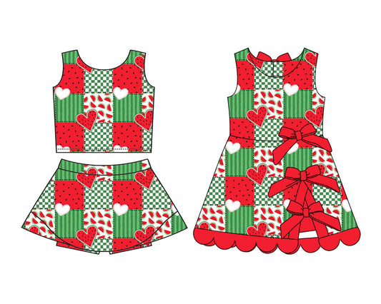3.6 Custom moq 5 mix size Sibling Baby Girls Plaid Sleeveless Top And Skirt Sets Dress Yoga Outfit