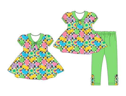 25.10.4 custom each style moq 8 eta 6-8week Sibling Sisters love baby girl short sleeve pants sets and dress match family design