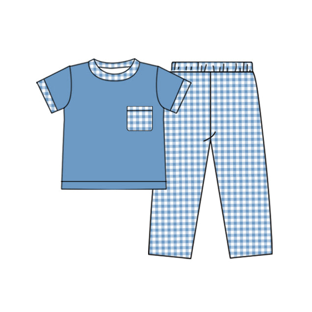 11.1 custom each style moq 5eta 4-6week Sibling Sister blue baby boys short sleeve sets and rompers match design