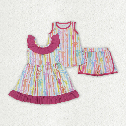 RTS NO MOQ Sibling Baby Girls colorful Summer Mixed Outfit and dress