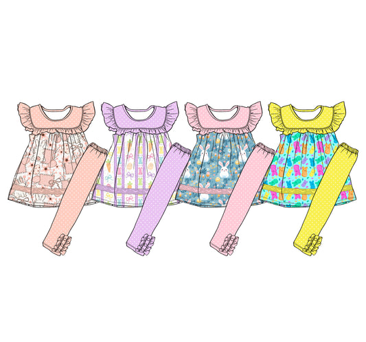 26.1.14 custom each style moq 5 eta 6-8week Sibling Sisters abc baby girl clothes short sleeve pants sets 4 match family design