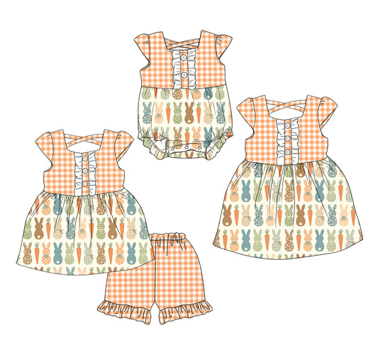 25.12.17 custom each style moq 5 eta 6-8week Sibling Sister easter baby short sleeve shorts sets and romper and dress match design