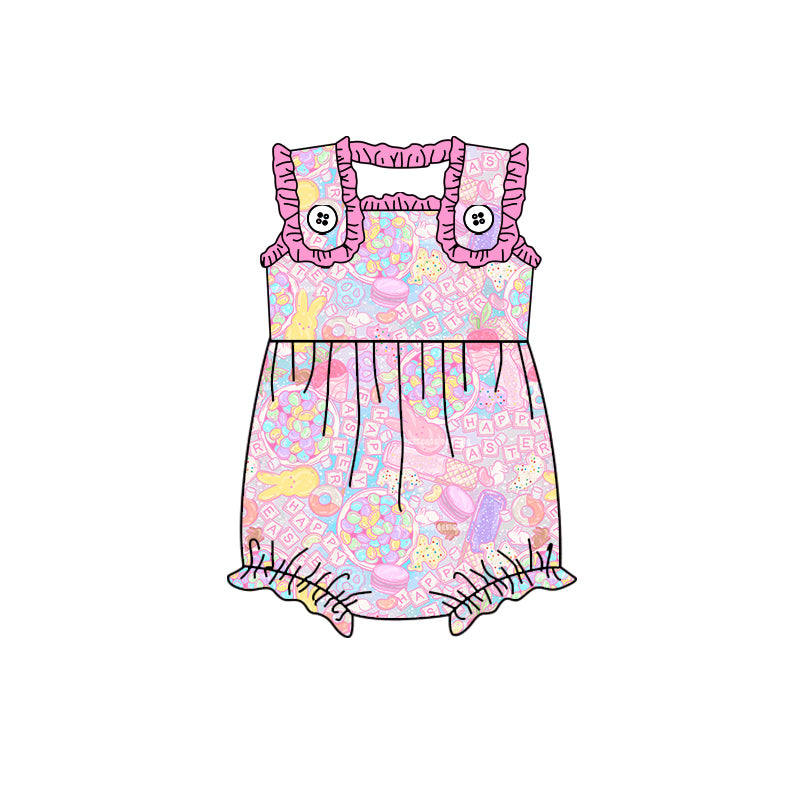 10.14 custom each style moq 5eta 4-6week Sibling Sister rabbit pink baby girls sleeveless shorts sets and rompers match design