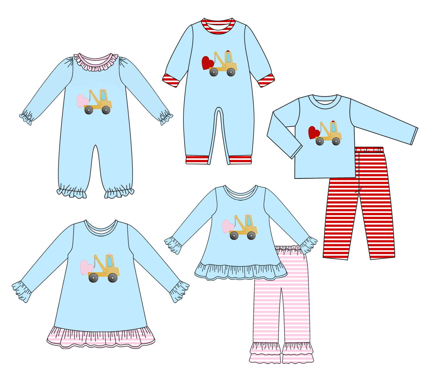 25.9.20 custom each style moq 8 eta 6-8week Sibling Sister love baby long sleeve pants sets 2 and romper 2 and dress match design