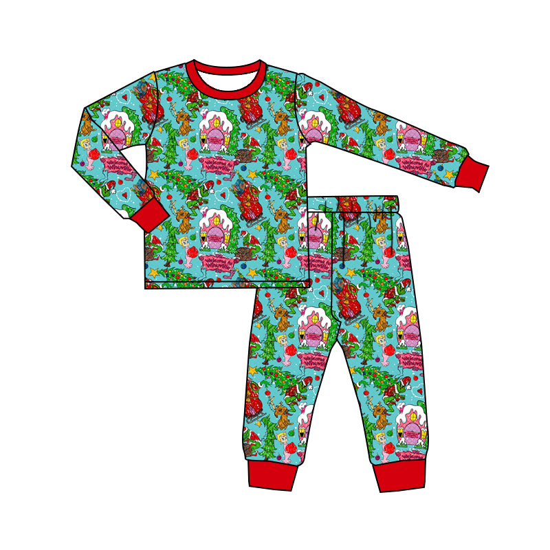 6.27 custom each style moq 5eta 4-6 week Sibling Sister Christmas green baby boys outfits and romper match family design