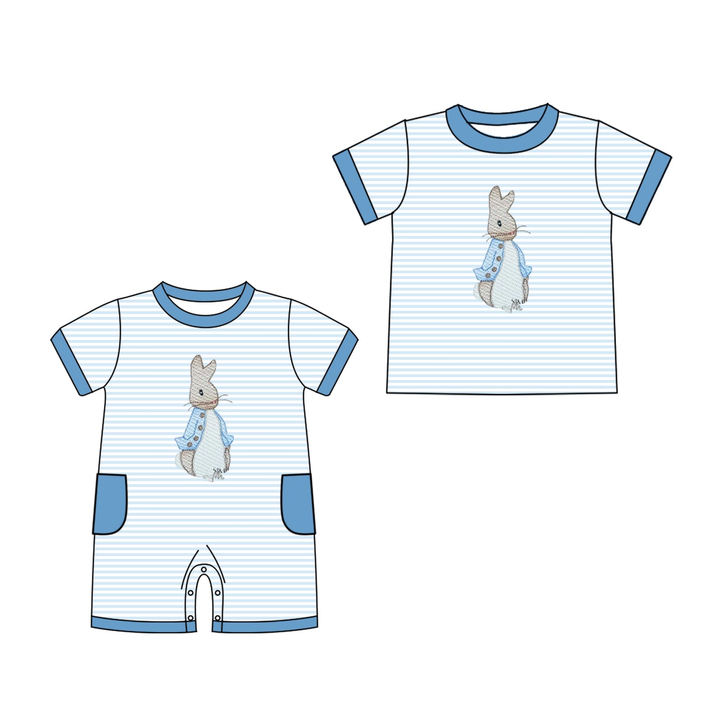 25.11.7 custom each style moq 5 eta 6-8 week Sibling Sister easter baby boy short sleeve top and rompers match family design