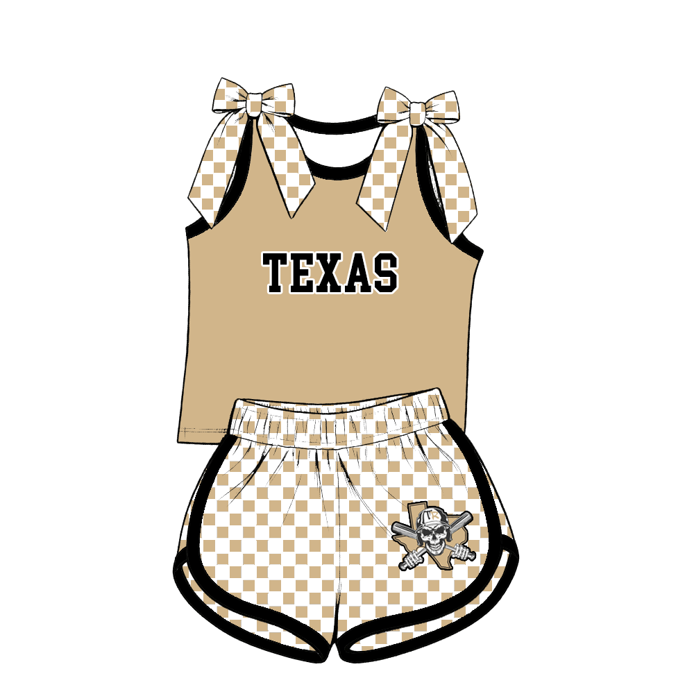 custom moq 5 mix size MSD071007 Baby Girls Bow Sleeveless Tank Top Elastic Waist Shorts Team Casual Outfit