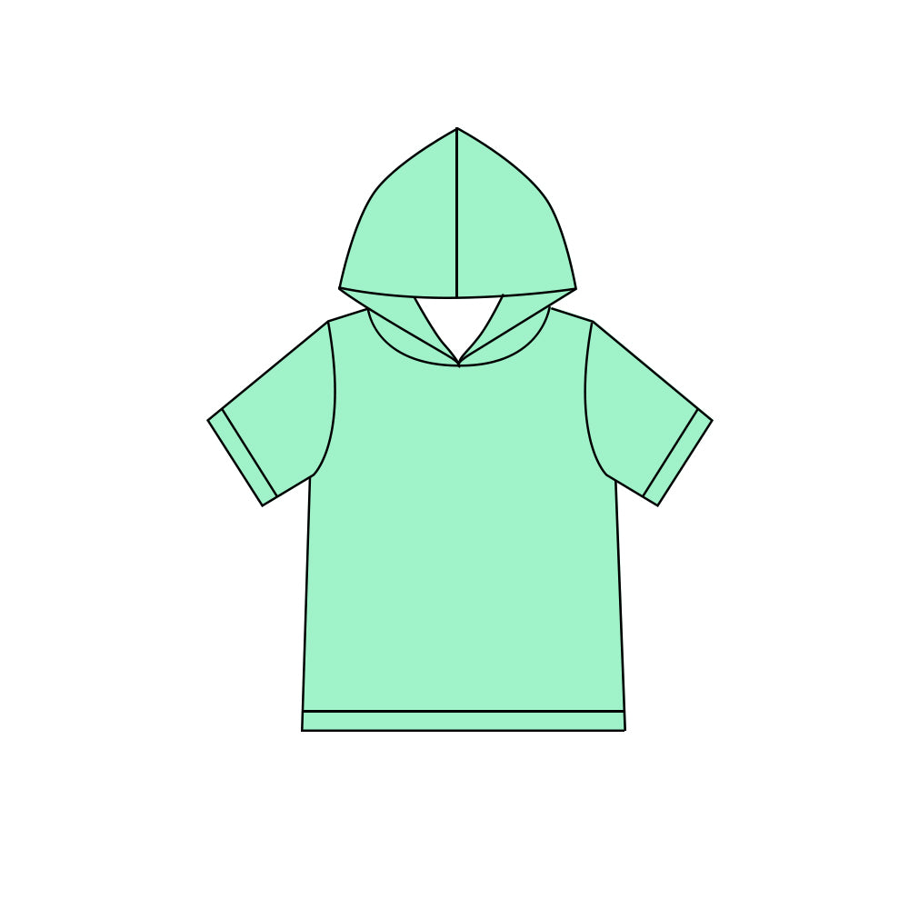 Custom moq 5 boys Blank Cotton Short Sleeve Hooded Top Mint Green Short Sleeve Hooded Top
